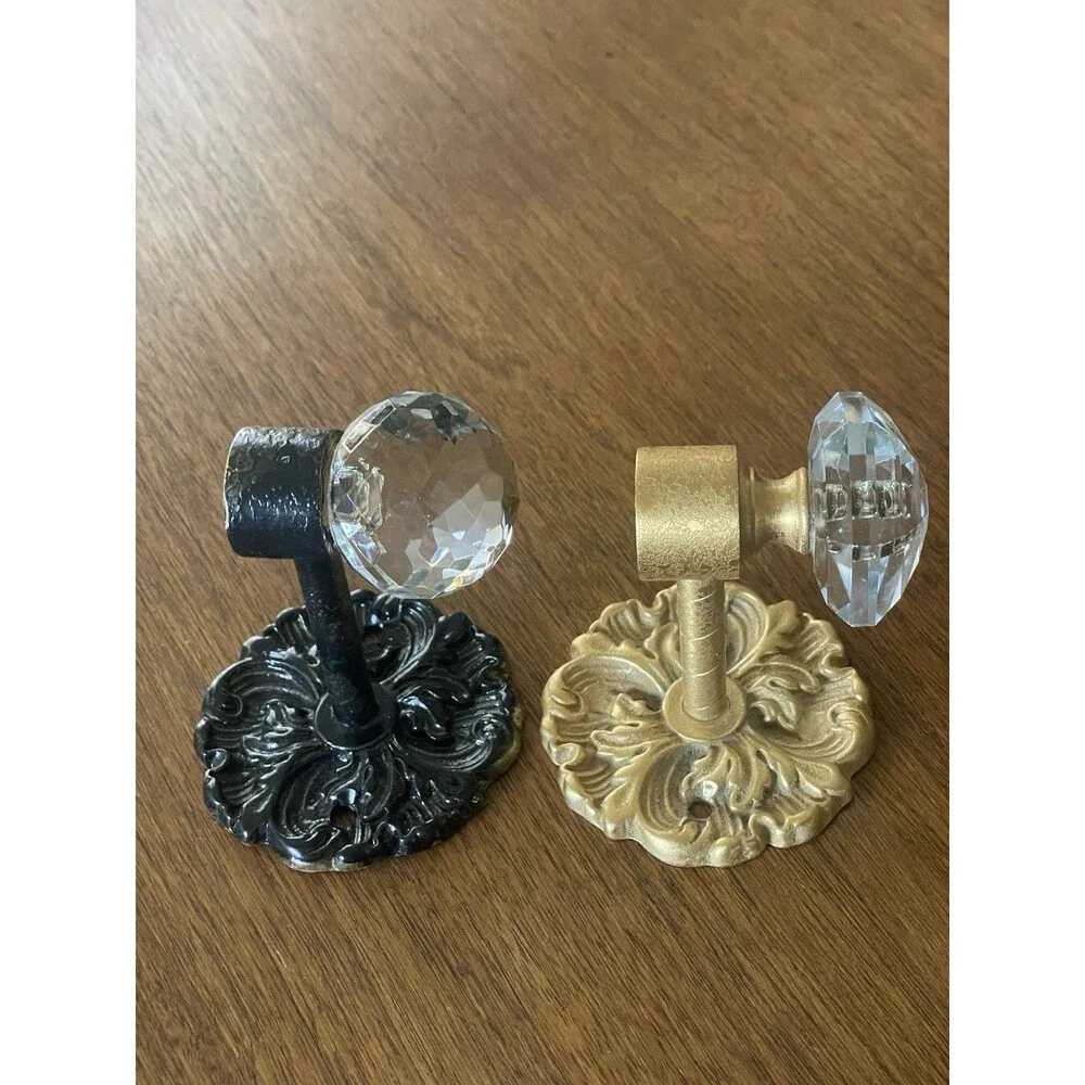 2 Vintage Glass/Crystal Prismatic Wallk Hooks
